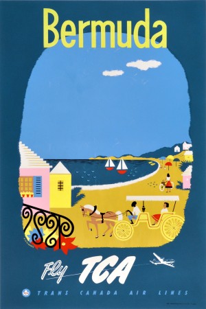 Bermuda Travel Poster for Fly Trans Canada Airline